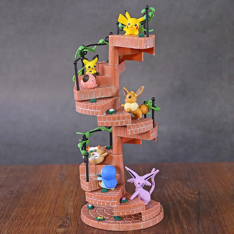 Аниме мультфильм Монстры шаги Espeon Rowlet Piplup Pichu Eevee ПВХ фигурка Коллекционная модель игрушки 6 шт./компл