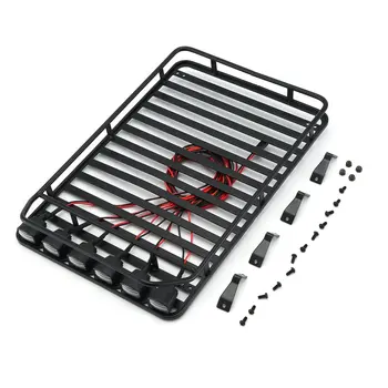 

Roof Rack Luggage Carrier with 6 White LED Light Bar for 1/10 RC Crawler Truck D90 Axial SCX10 90046 D110 Model Toy