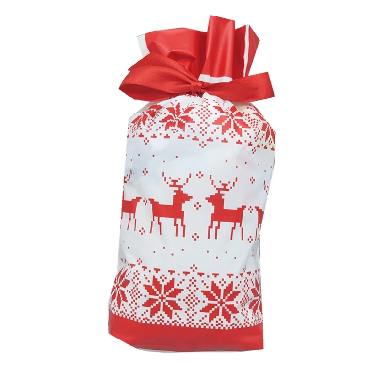 50 шт подарок на Рождество/конфеты сумки печенья мешок счастливого рождественской вечеринки пользу пластиковый пакет посылка карманная лента посылка