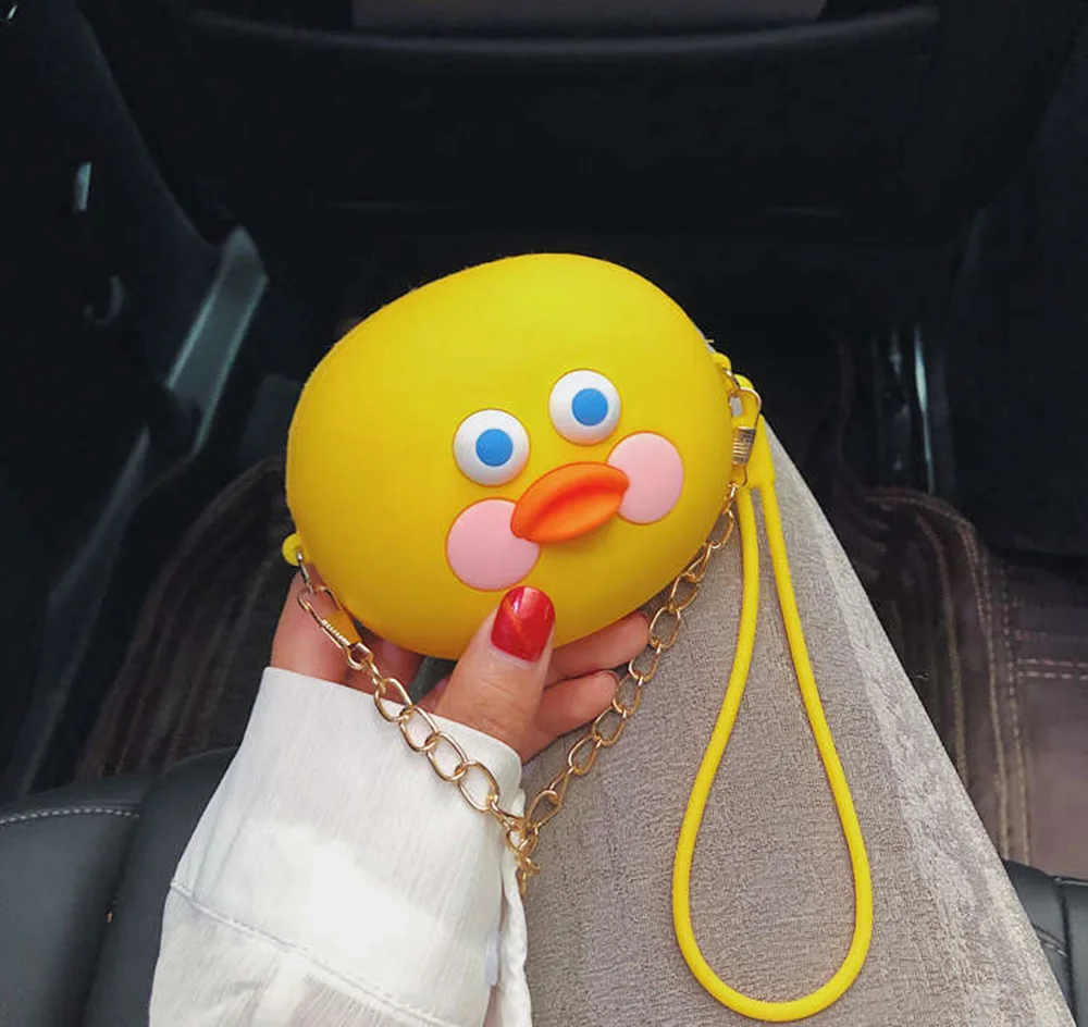 Q UNCLE Kawaii, мультяшная утка, силиконовый кошелек для девочек, сумка через плечо, цвет конфеты мини, летняя Милая Диагональная Сумка на ремне, сумка для монет