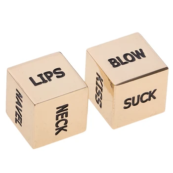 

16mm A Pair English Metal Gold Dice Action Dice Couple Lover Dice Gold