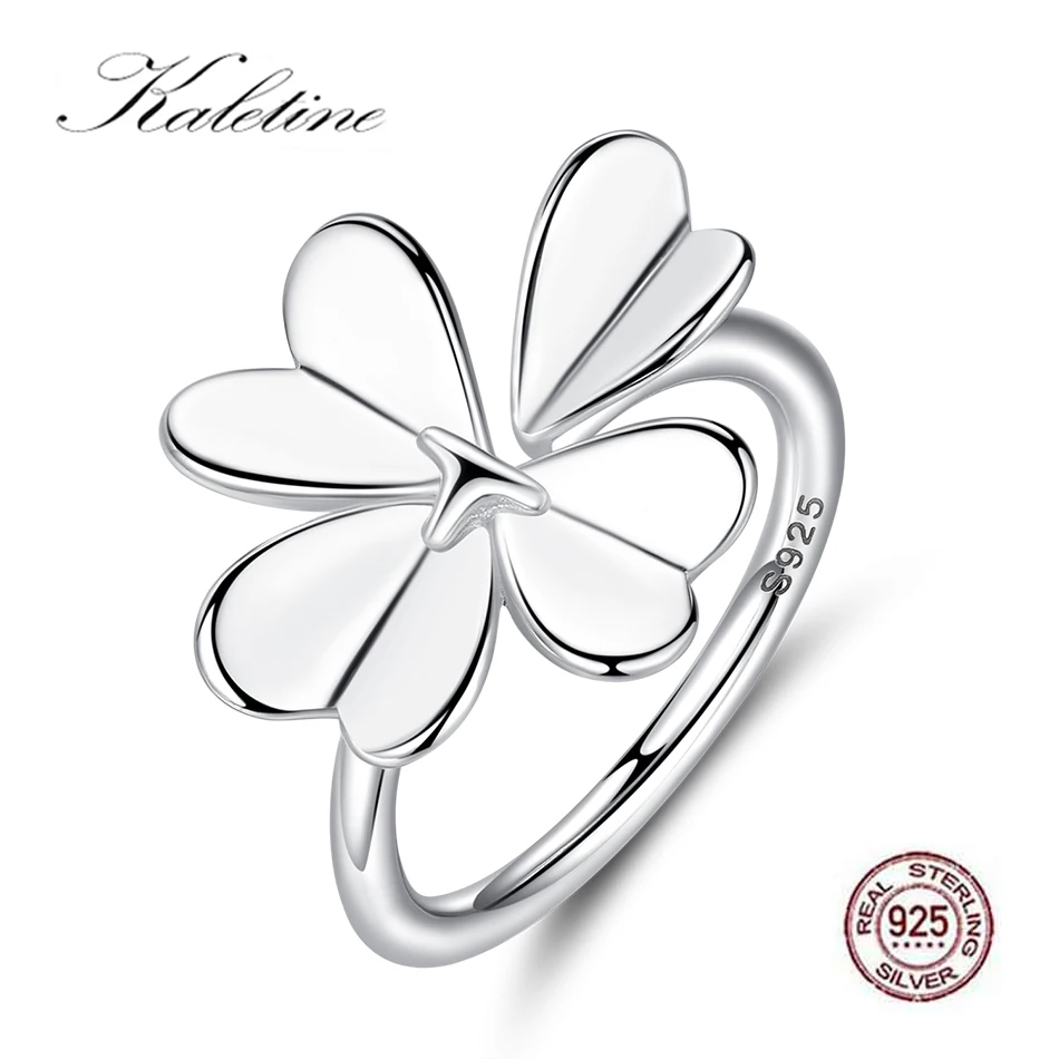 

KALETINE Pure 925 Sterling Silver Rings for Women Man Thumb Ring Handmade Antiqued Flower Open Ring Adjustable Fashion Jewelry