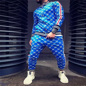 

New 3D Colorful Plaid Men Sport Zipper suit Autumn Tracksuit Set Male Sweatshirt Running Jackets Men Tracksuit Sets gym Mens set