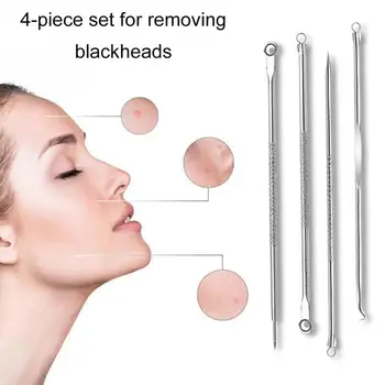 

4PCS Blackhead Extractor Black Dots Cleaner Acne Remover Needles Set Black Spots Pore Cleanser Tool Spot Extractor Cleanser