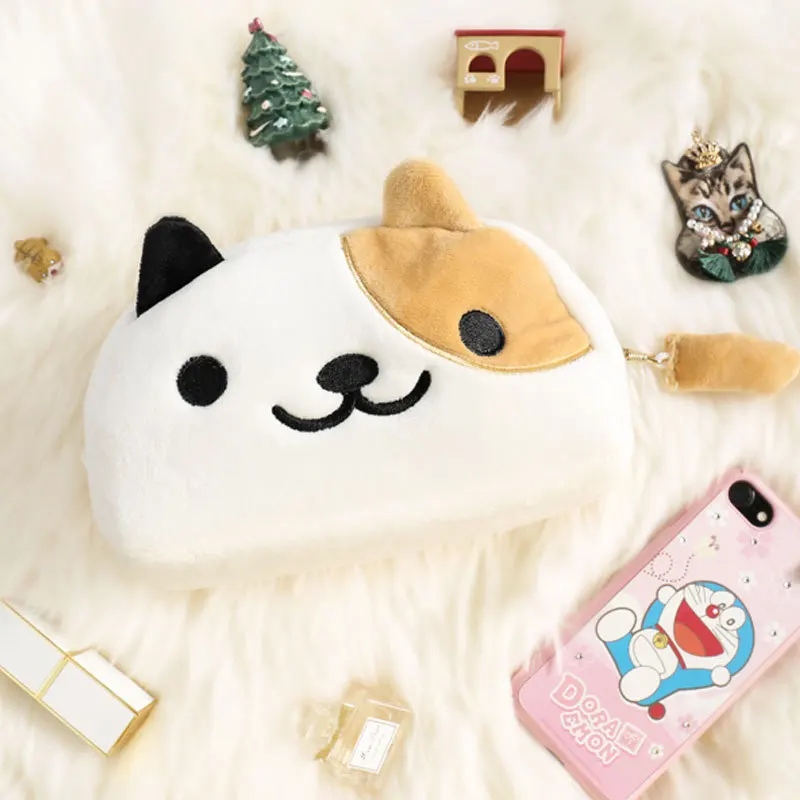 

Women Winter Cosmetic Bag Cat Pattern Makeup Case Female Organizer Bag Black Blue Pencil Case