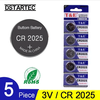 

3V CR2025 Lithium Button Cell Battery DL2025 BR2025 KCR2025 CR 2025 Button Coin Cell Batteries For Watch ect ; 5PCS 30mAh