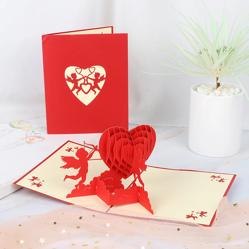 

Valentines Day Gift Postcard Wedding Invitation Greeting Cards Anniversary for Her Love 3D Pop UP Cards with Envelope Stickers