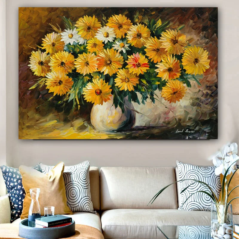 

RELIABLI ART Pictures For Living Room Yellow Flower Cuadros Posters And Prints A Poster Home Decor Canvas Painting Wall Art