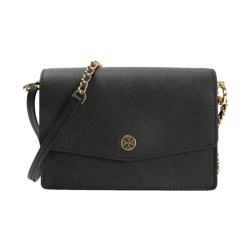 Аутентичные оригинальные и брендовые новые роскошные Tory Burch Robinson цепи плеча bag45257/52708/54281 - Цвет: BLACK 112047501