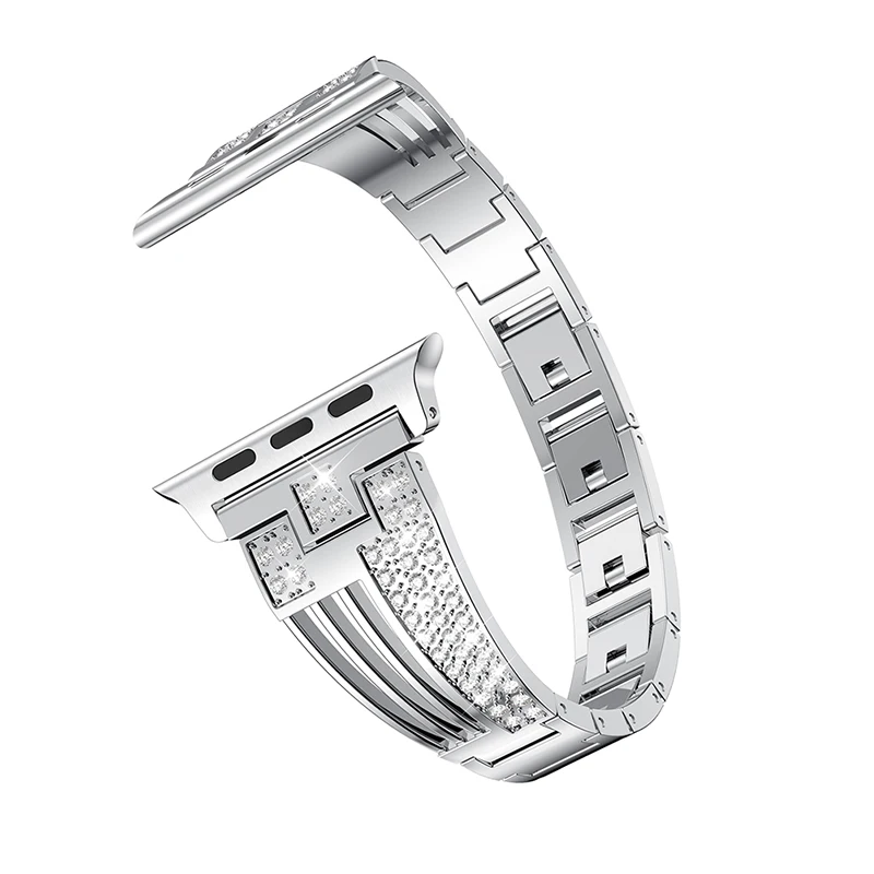 40 мм 44 мм ремешок для Apple Watch ремешок из сплава стальной ремешок для Iwatch Band Series 1 2 3 4 40 мм 44 мм цепочка браслет стиль аксессуары - Цвет: Серебристый