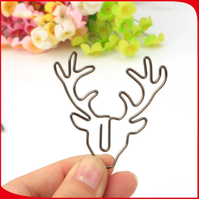 Retro Bronze Deer Head Cartoon Animal Metal Paper Clips 8pcs Children's School Supplies Office Stationery paper clips