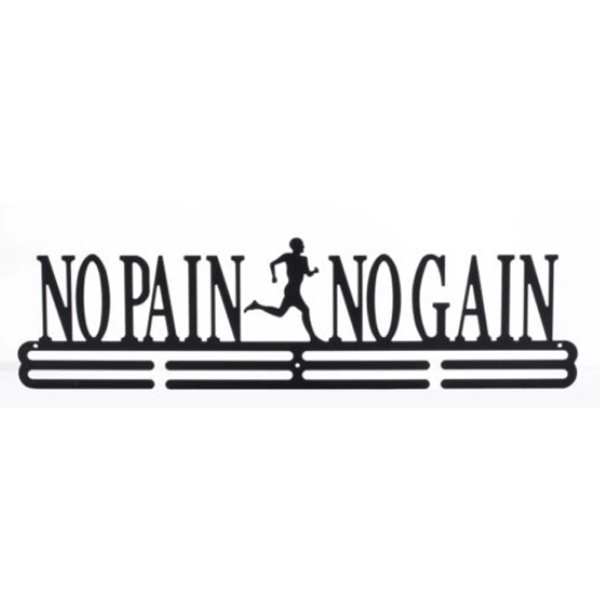 Элегантная вешалка для медали из нержавеющей стали, держатель для медали, стойка для дисплея, для бега, плавания, спортзала, марафонов, велосипедная спортивная медаль, украшение в подарок - Цвет: No Pain No Gain