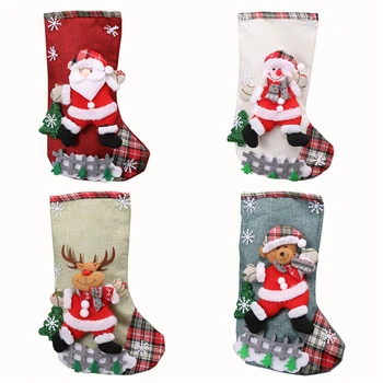 

240 pcs Big Christmas Stockings Santa Snowman Reindeer Stocking Candy Bag Gift Holders Xmas Decorations Party Accessory
