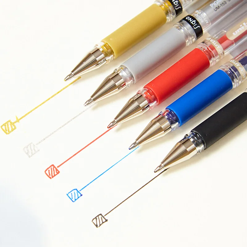 6pcs Japan UNI 1.0mm Gel Pens UM-153 Smooth Non-smudge High-gloss White Pen Wedding Meeting Signature Art Supplies Stationery 3