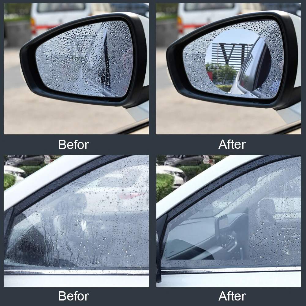 Details about   Car Rearview Mirror Sticker Rainproof Protective Film Anti-fog Rain Shield 2PCS 