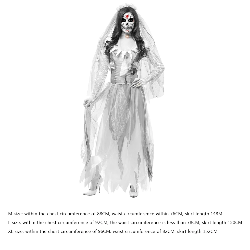 Женский косплей костюм на Хэллоуин Ужасный Призрак мертвый труп Невеста-зомби платье