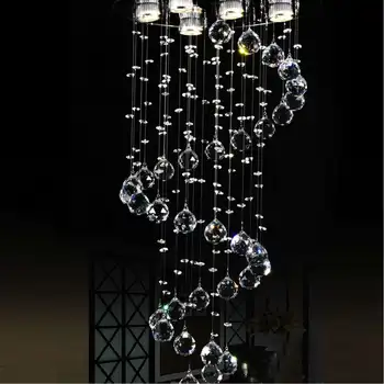 

Modern LED Double Spiral Crystal Chandelier Lighting for Foyer Stair Staircase Bedroom Hotel HallCeiling Hanging Suspension Lamp