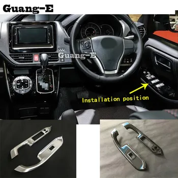 

Car Sticker Front Door Window Glass Panel Lift Switch Button Trim Frame For Toyota Noah Voxy 80 Series 2014 2015 2016 2017 2018
