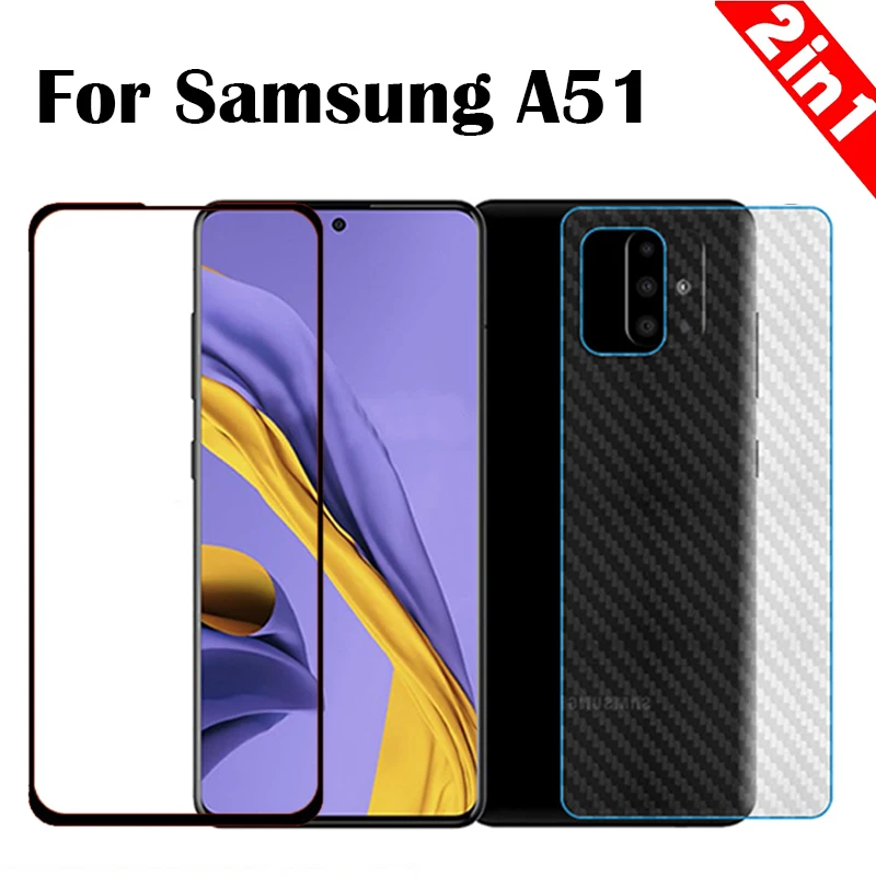 Задняя пленка 2 в 1 + закаленное стекло для Samsung Galaxy A51 Защитное экрана задняя