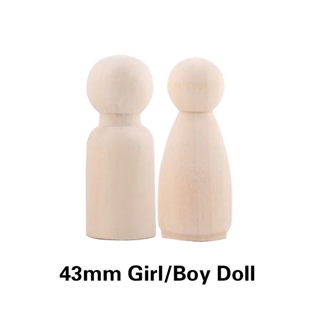 80pcs/Set Wood Peg Dolls Maple Unpainted Handmade Unfinished Decor Dolls Teething Toys Wooden Blank Children Goods Newborn Gifts 19