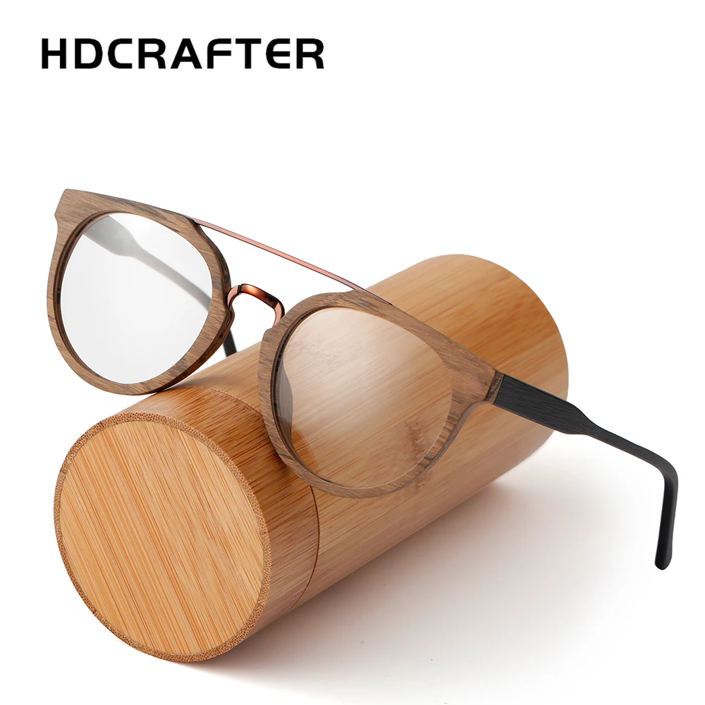 Hdcrafter Myopia Optical Glasses Frame Wooden Prescription Recipe Eyeglasses Frames Clear Lens