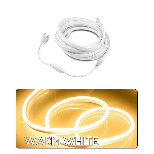 Warm White 220V неоновый светильник полосы гибкий уличный экранй рождественских каникул Фея Светодиодные ленты Веревка трубки SMD 2835 120 светодиодный s/M светодиодные ленты лампа с ЕС Мощность - Цвет: Warm White
