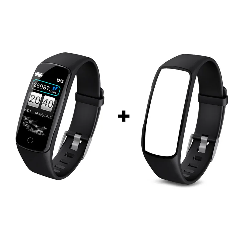 Black with watchband Смарт-браслет, спортивный фитнес-браслет, трекер, шагомер, Bluetooth, Смарт-часы, браслет, измерение давления, здоровье, пульсометр - Цвет: Black with watchband