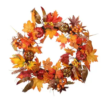 

1PC Autumn Pumpkin Wheat Artificial Maple Leaves Simulation Decorative Fake Fall Leaves For Home Garland For Thanksgiving Door