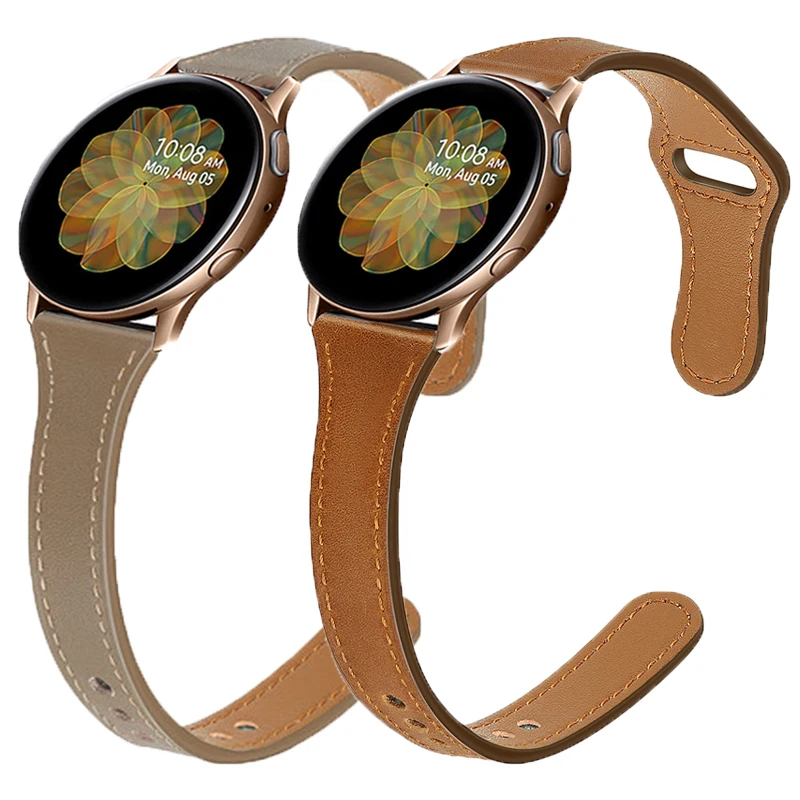 Тонкий кожаный ремешок 20 мм 22 для Samsung watch 4/Classic 45/40 мм/46 браслет Amazfit GTS/2 47 мм/bip Galaxy