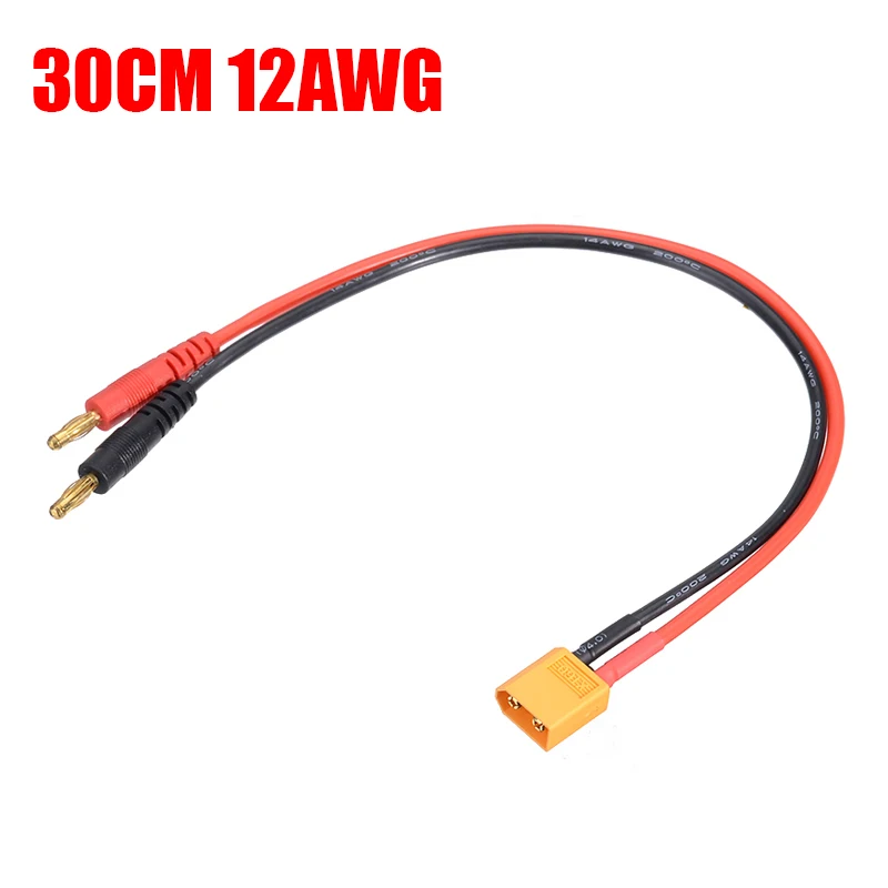 30CM 12AWG 1 шт. XT60 штекер до 4 мм разъемы линия 12AWG/14AWG зарядный кабель 15 см/30 см литиевая батарея баланс зарядки адаптер линия - Цвет: 30CM 12AWG