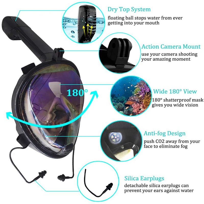 полнолицевая маска для дайвинга камеры GoPro|diving mask|mask underwaterfull face diving mask |