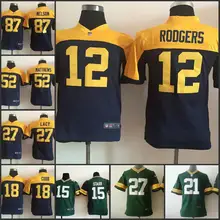 Stitiched, Green Bay s, Aaron Rodgers, eddie lacy, Randall Cobb, Ha Clinton-Dix, Clay Matthews, Brett Favre для молодежи, детский трикотаж