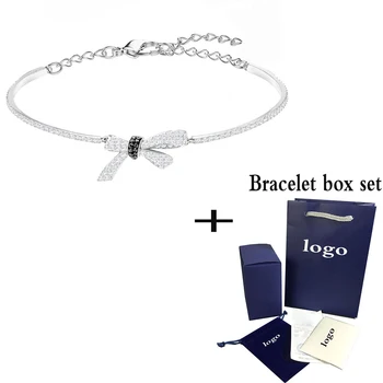 

SWA Exquisite MADEMOISELLE Bow Crystal Bracelet Elegant Temperament Ladies' Jewelry Gift for Mom Mother's Day Best Fashion Gift