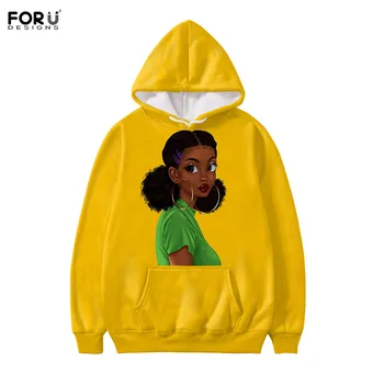 

FORUDESIGNS Women Hoodies African Girls Black Art Sweatshirts Ladies Hoody for Females Slim Pullovers Winter Hoodie Steetwear