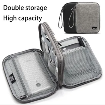 

Travel Electronic Accessories Cable Organizer Bag Portable Case SD Cards Flash Drives Wires Earphones Double Layer Storage Case
