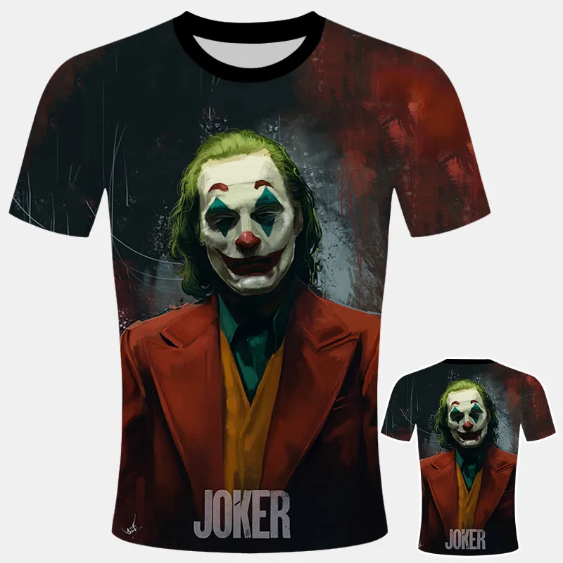 Горячая Распродажа, новинка, футболка с клоуном для мужчин/wo мужчин, Джокер, лицо, 3D принт, террор, модные футболки, крутой персонаж, Джокер, Harajuku, одежда