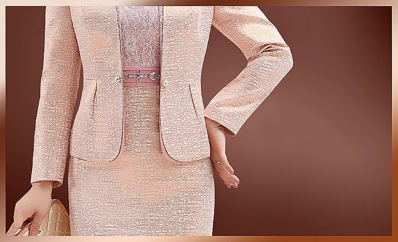 Lace Mother of the Bride Dresses Knee Length 2 Piece Jacket Wedding Party Groom Gown