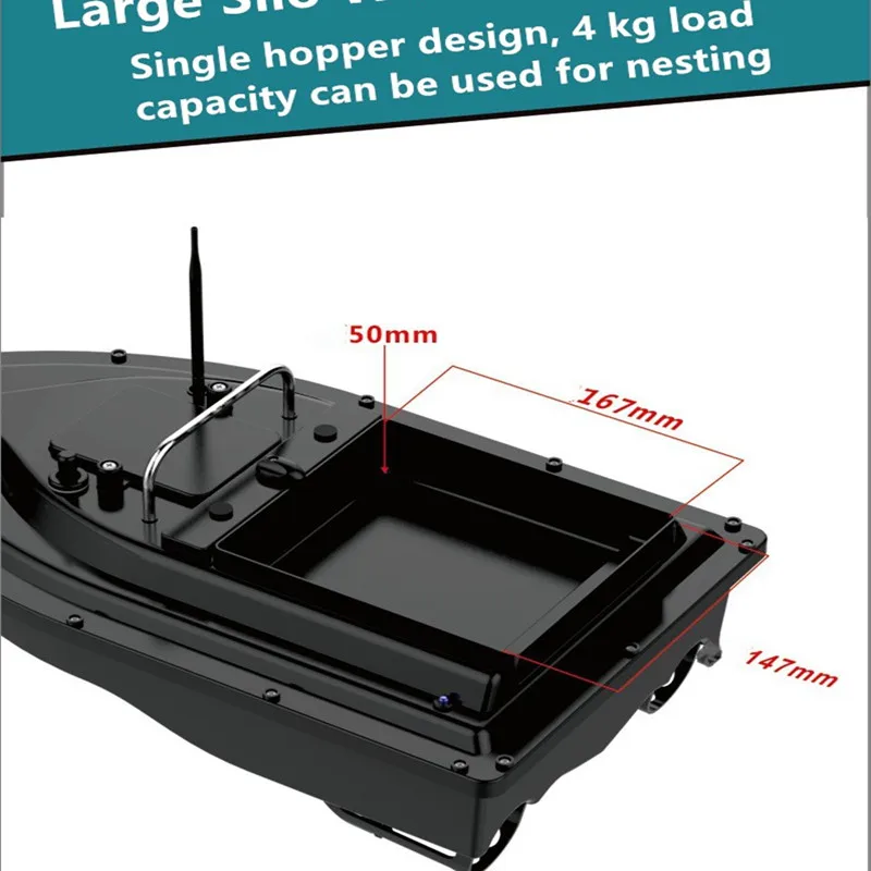 BTURYT Barco Cebador Carpfishing Inteligente, Barco de Cebo de Pesca 500m  Hélice de Repuesto y Batería de 12000 MAh, Barco Teledirigido de Pesca