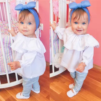 

Pudcoco 0-24M Cute Princess Newborn Baby Girls T-Shirts Lace Off Shoulder Long Sleeve Tops T-shirts Clothes