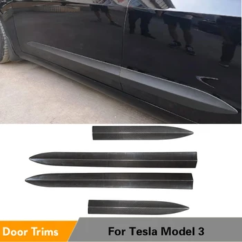 

Car Door Side Cover Decoration Trim Strip For Tesla Model 3 2017 2019 Carbon Fiber Side Skirt Extension Skirts
