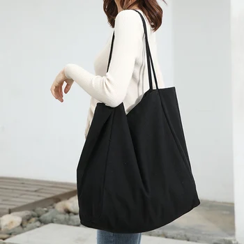 

Eco Big Canvas Bag for Shopping Reusable Shopping Bag Soild Extra Large Tote Grocery Bag Shoulder Bags for Girl Women Market