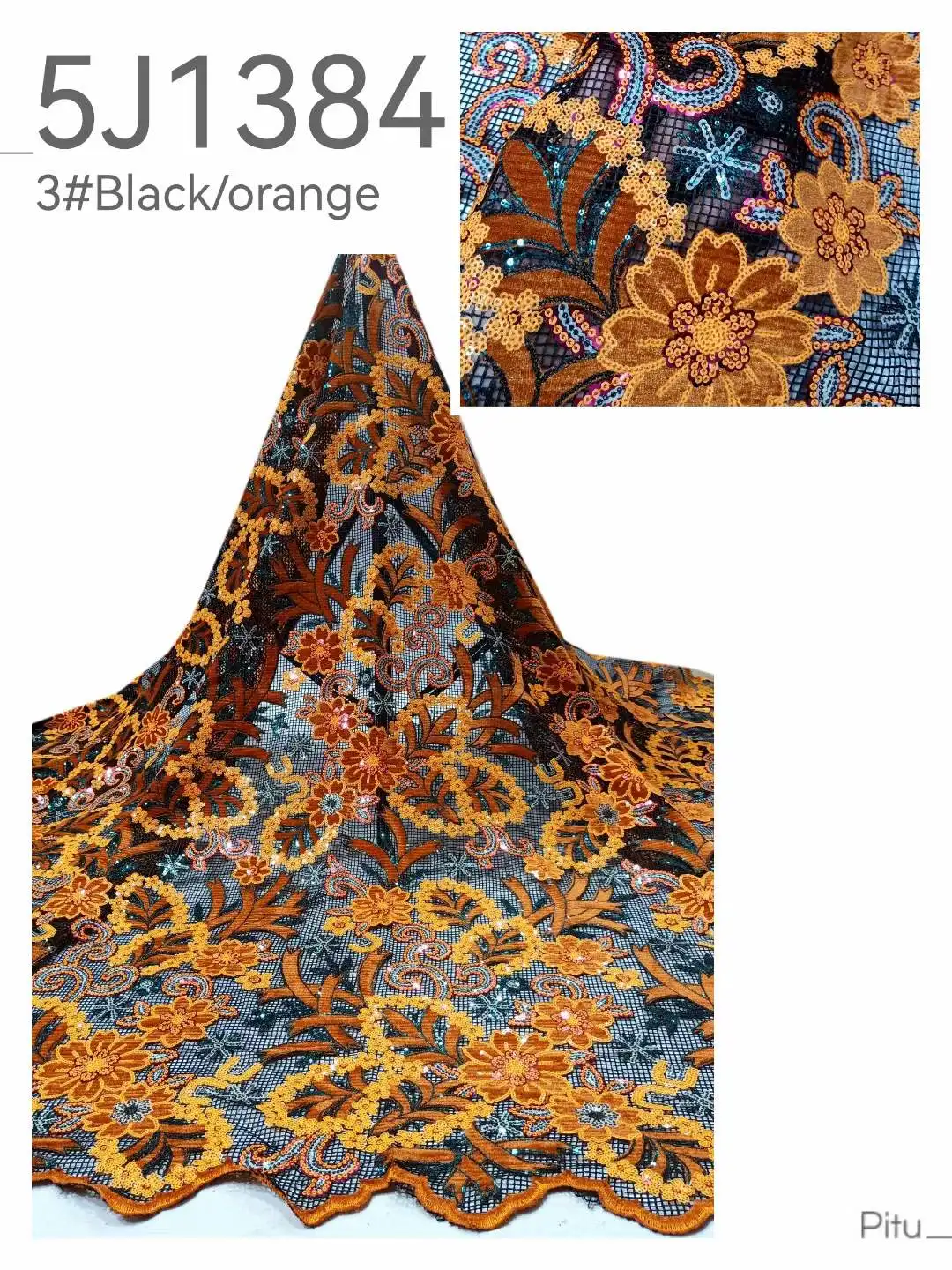 

High quality velvet African Nigeria fabric Sequin velvet embroidered French tulle net lace fabric For Party dresses ladies dress