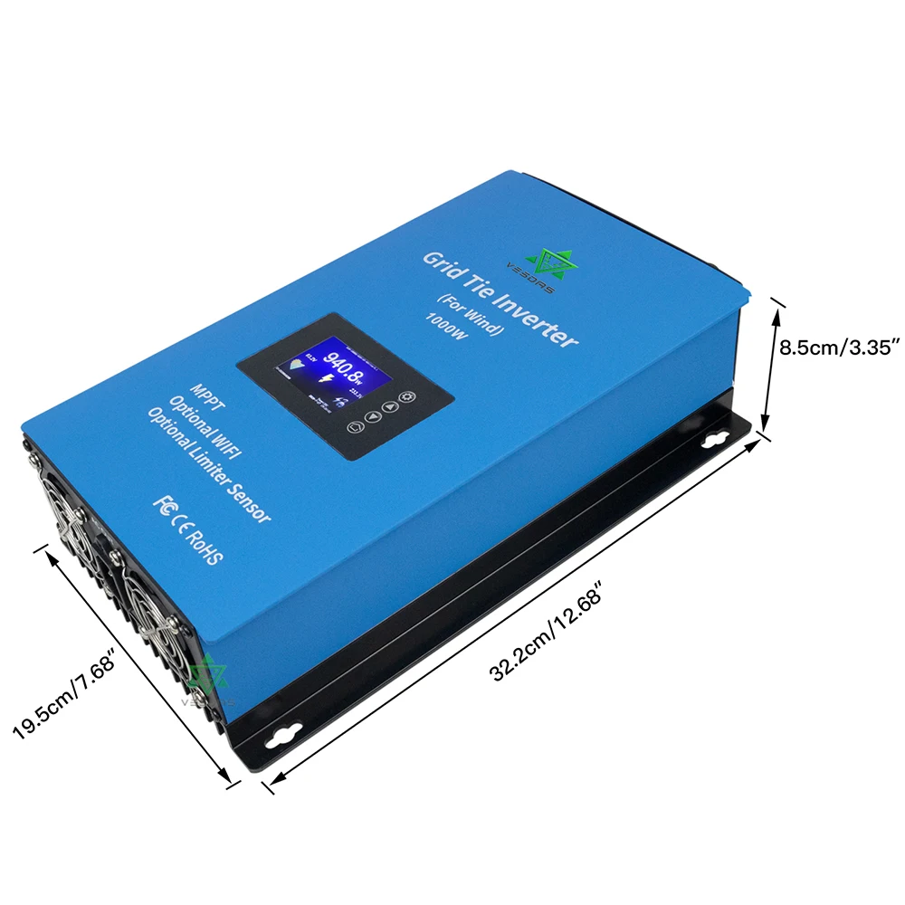 MPPT 1000W sieciowy 3 zdanie falownik wiatr moc Microinverter czysta fala sinusoidalna z ogranicznikiem do 24V 48V AC wiatr generator z turbiną