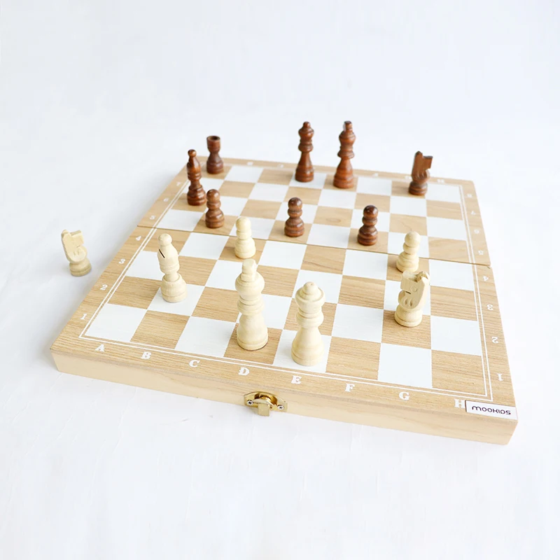 

Wooden Folding Toy International Chess Set Pieces Set Board Game Funny Game Chessmen Collection Portable Board Game