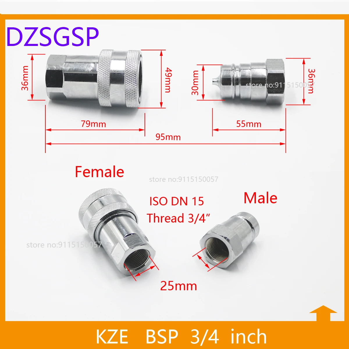 Acoplador rápido hidráulico para macho e fêmea,