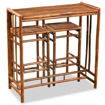 

Dining Set 3 Pieces Bamboo Brown Dining Table And Chair Dining Room Furniture Dinning Table Set Simple Classic Yard Garden Use