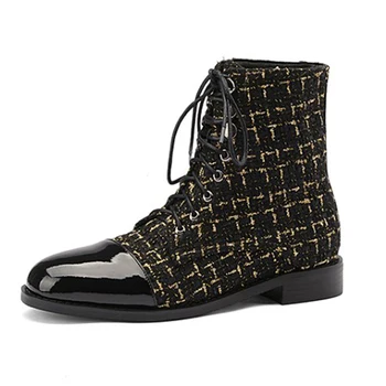

2020 new snow boots women autumn and winter British style boots ladies leather casual shoes lace-up ankle boots platform