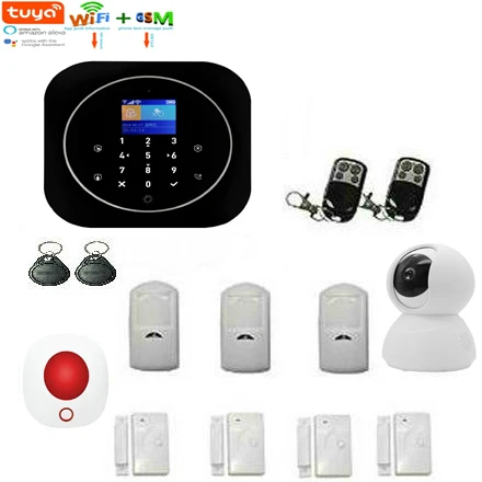 

Wireless GSM SMS Home Security Alarm System ISO Android TUYA APP Security Alarm System Video IP Camera Alexa Google Home Version