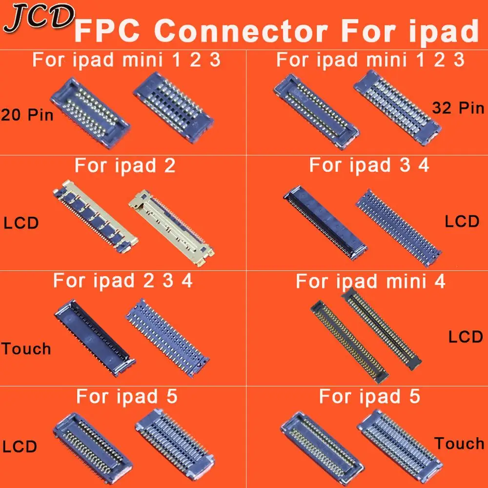 JCD fpc-коннектор для подключения ЖК-дисплея iPad 2 3 4 5 mini 1 дисплей ЖК-дисплей