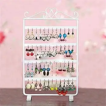 

48 Holes Earrings Hanging Rack Jewelry Organizer Holder Metal Ear Stud Display Stand Necklace Hang Stand Jewelry Show Rack Black